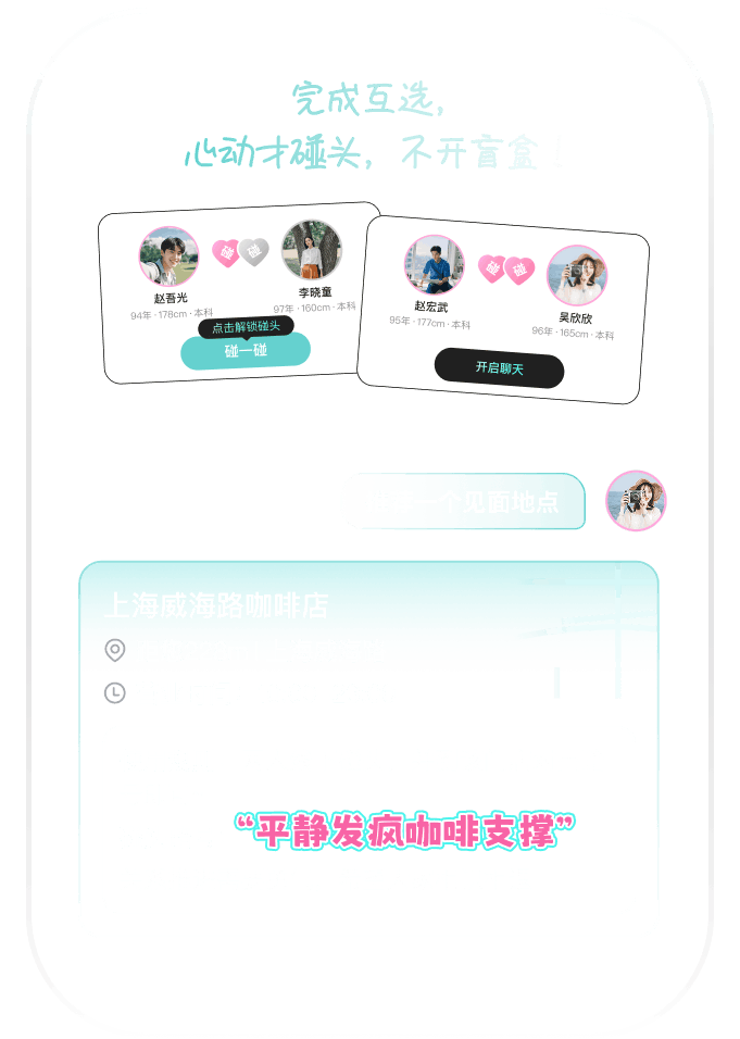 咖友对对碰线上互选与线下咖啡店见面页面