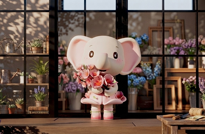 花店里的粉色小象